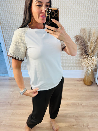 Textured Tweedy Sleeve Tee