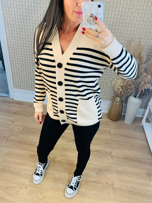V Neck Striped Cardie