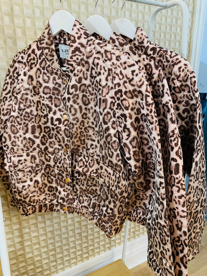 Pink Leopard Sparkle Bomber Jacket