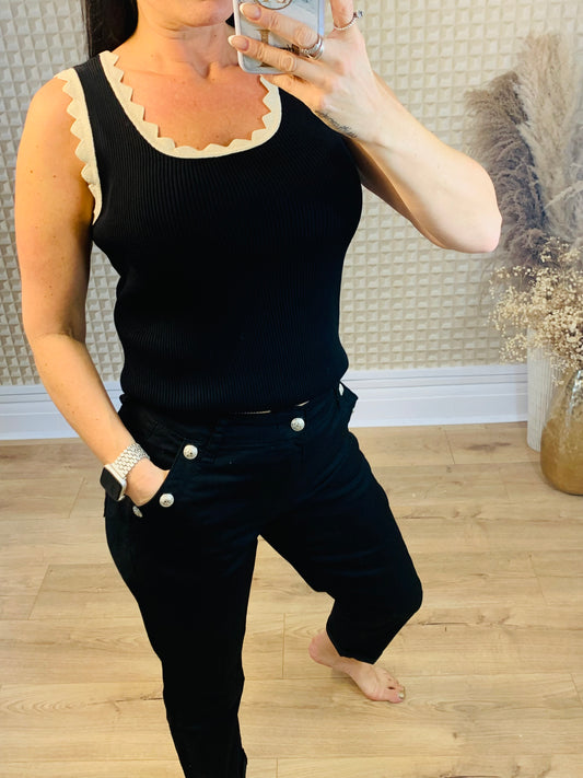 Gold Trim Vest Black