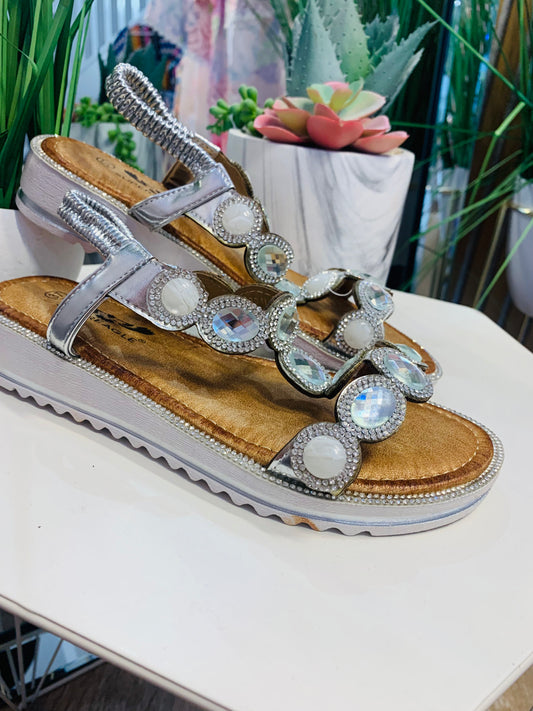 Silver Jewelled Sandals