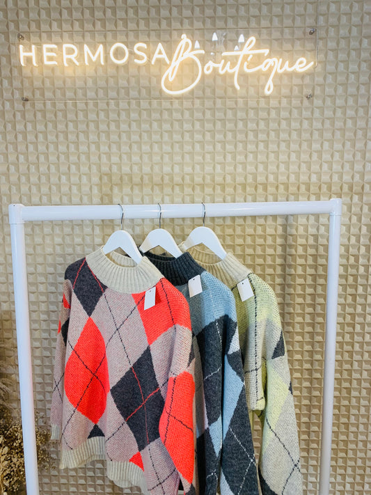 Chunky Argyle Knit