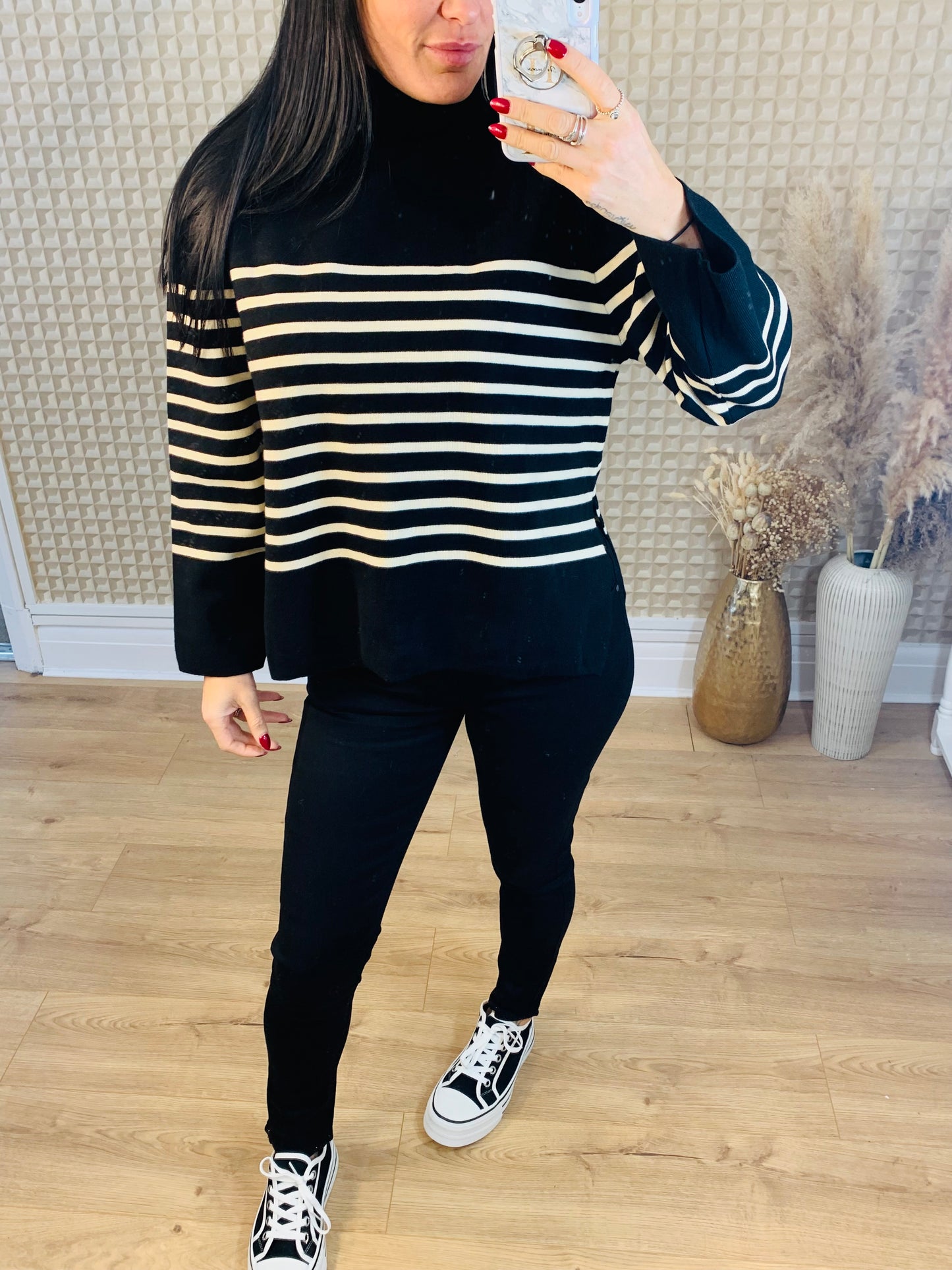 Striped Turtle Neck Jumper