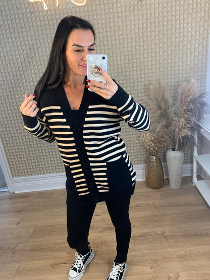 V Neck Striped Cardie