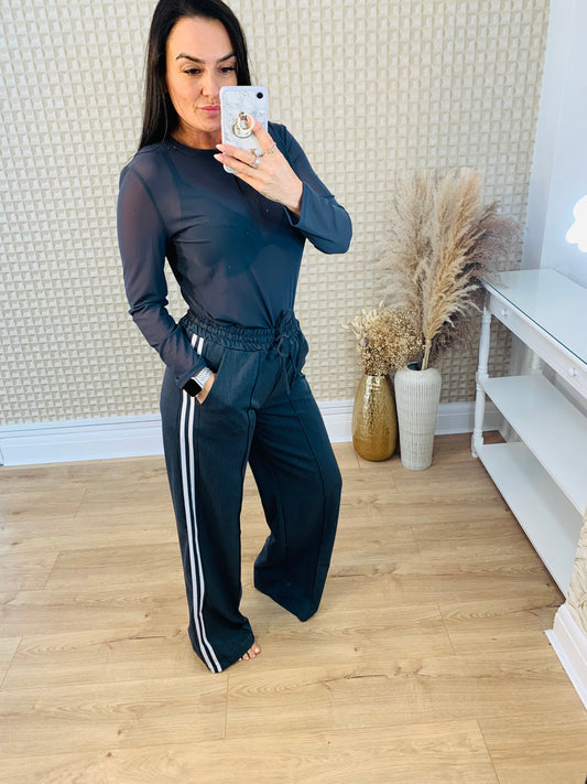 Striped Grey Old Skool Pant