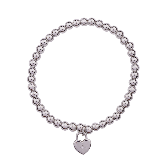 Silver stretch heart bracelet
