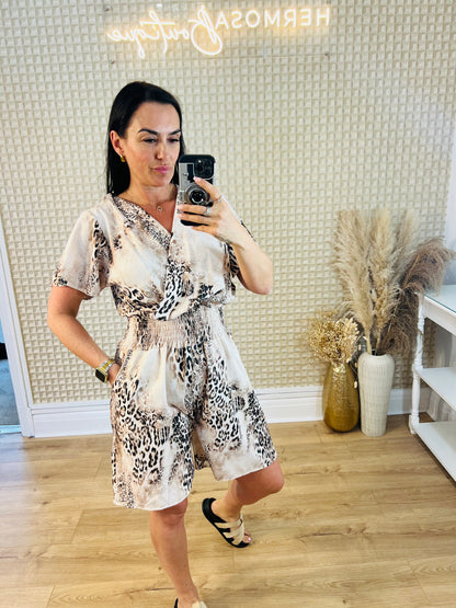 Beige Leopard Playsuit