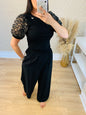 Black Lace Sleeve T-Shirt