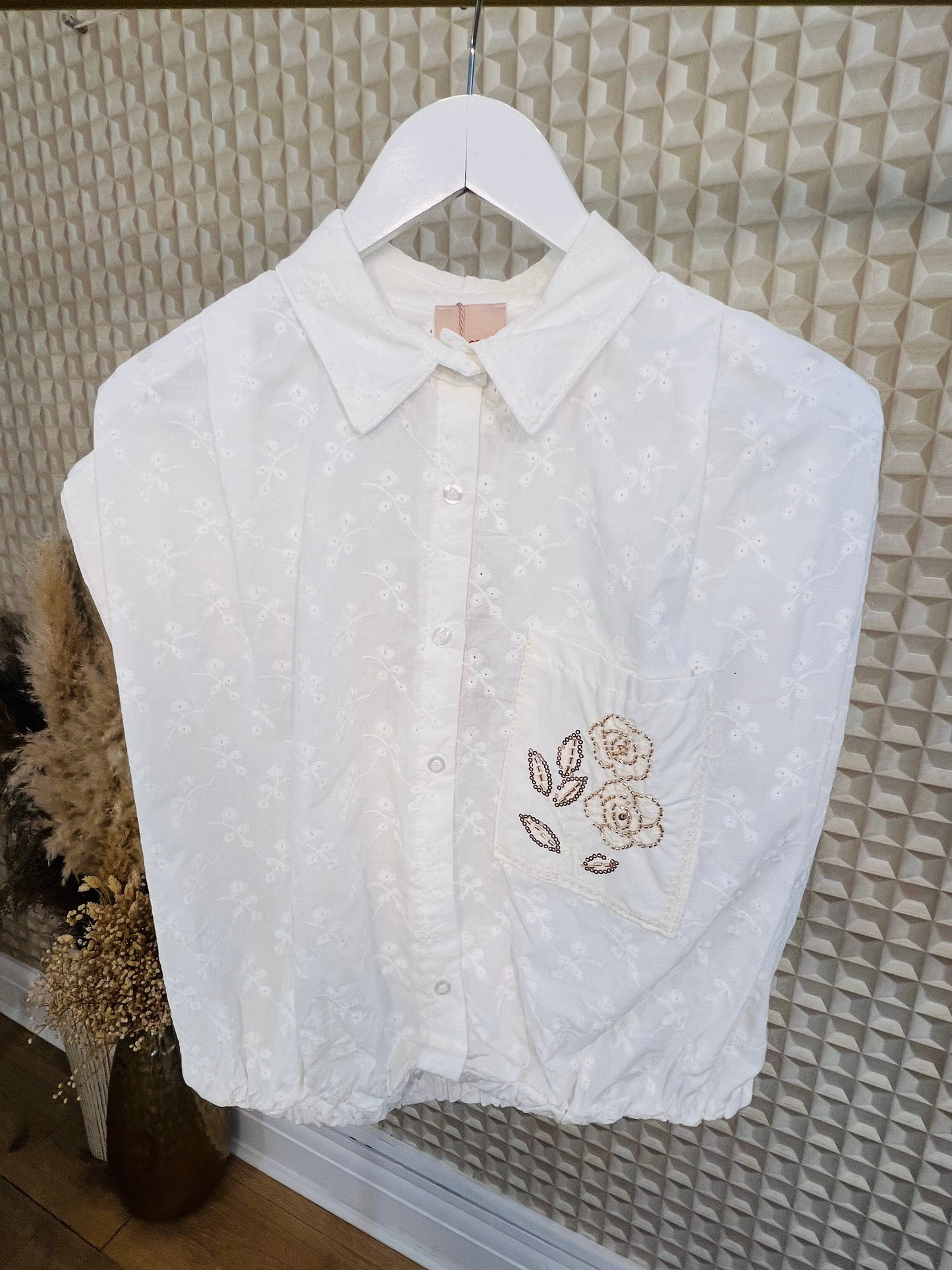 Bubble Hem Flowered Shirt