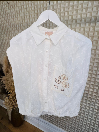 Bubble Hem Flowered Shirt