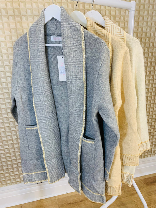 Greek Key Cardigan
