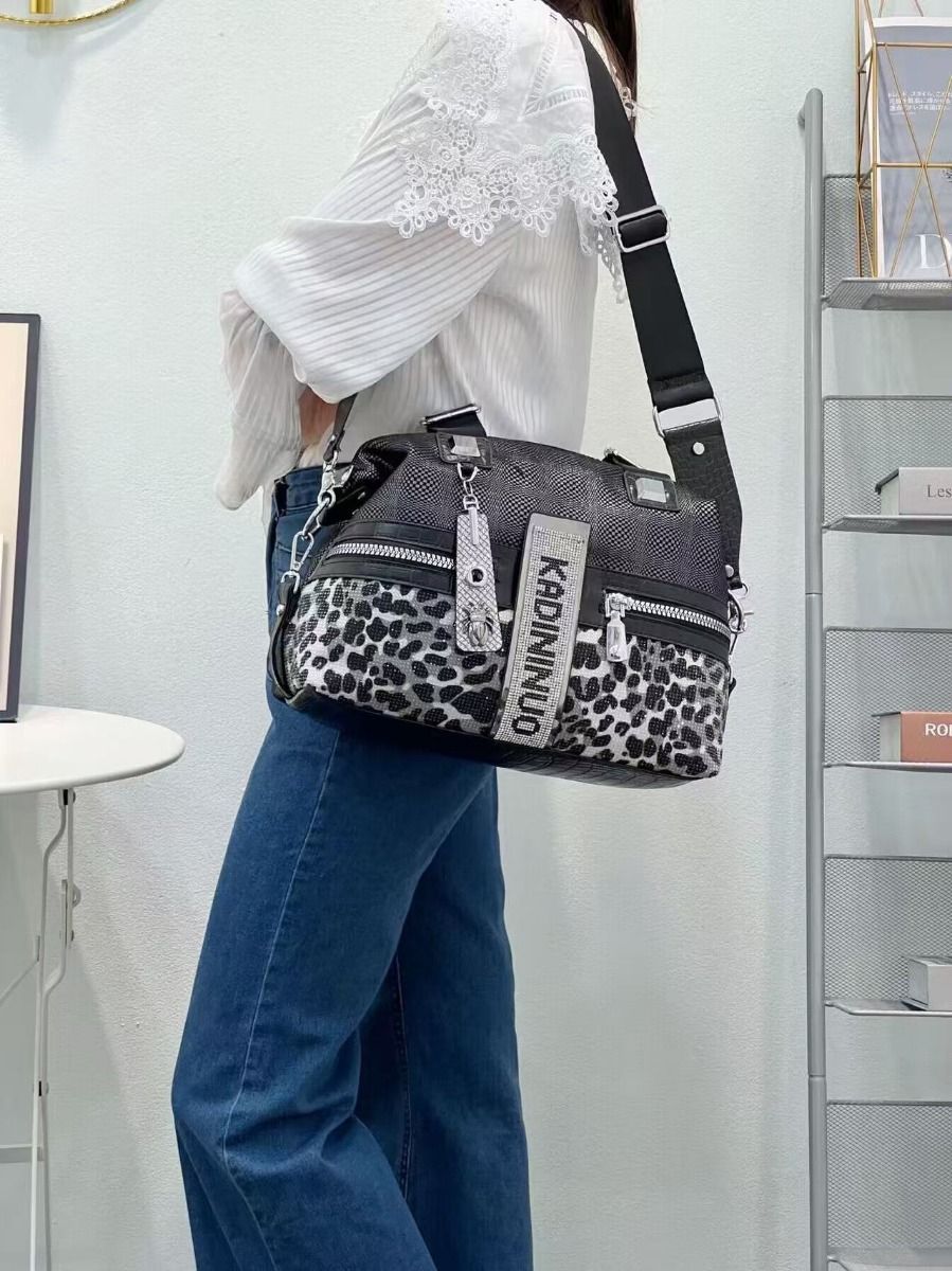 Silver Kadi Leopard Crystal Bag