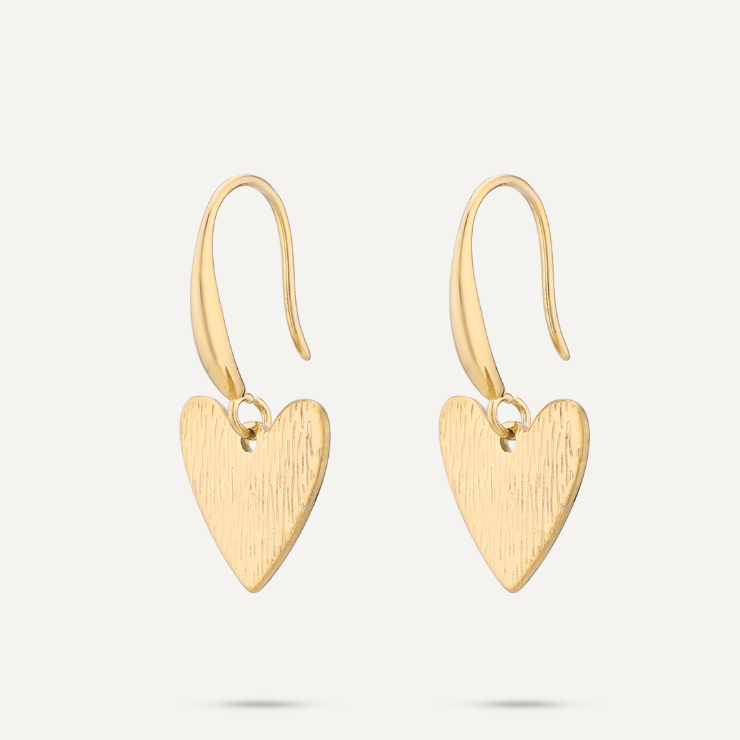 Feathered Gold Heart Earings