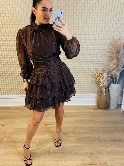 Coffee Frill Dress