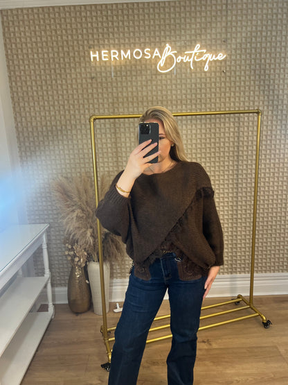 Lace Frill Crossover Top