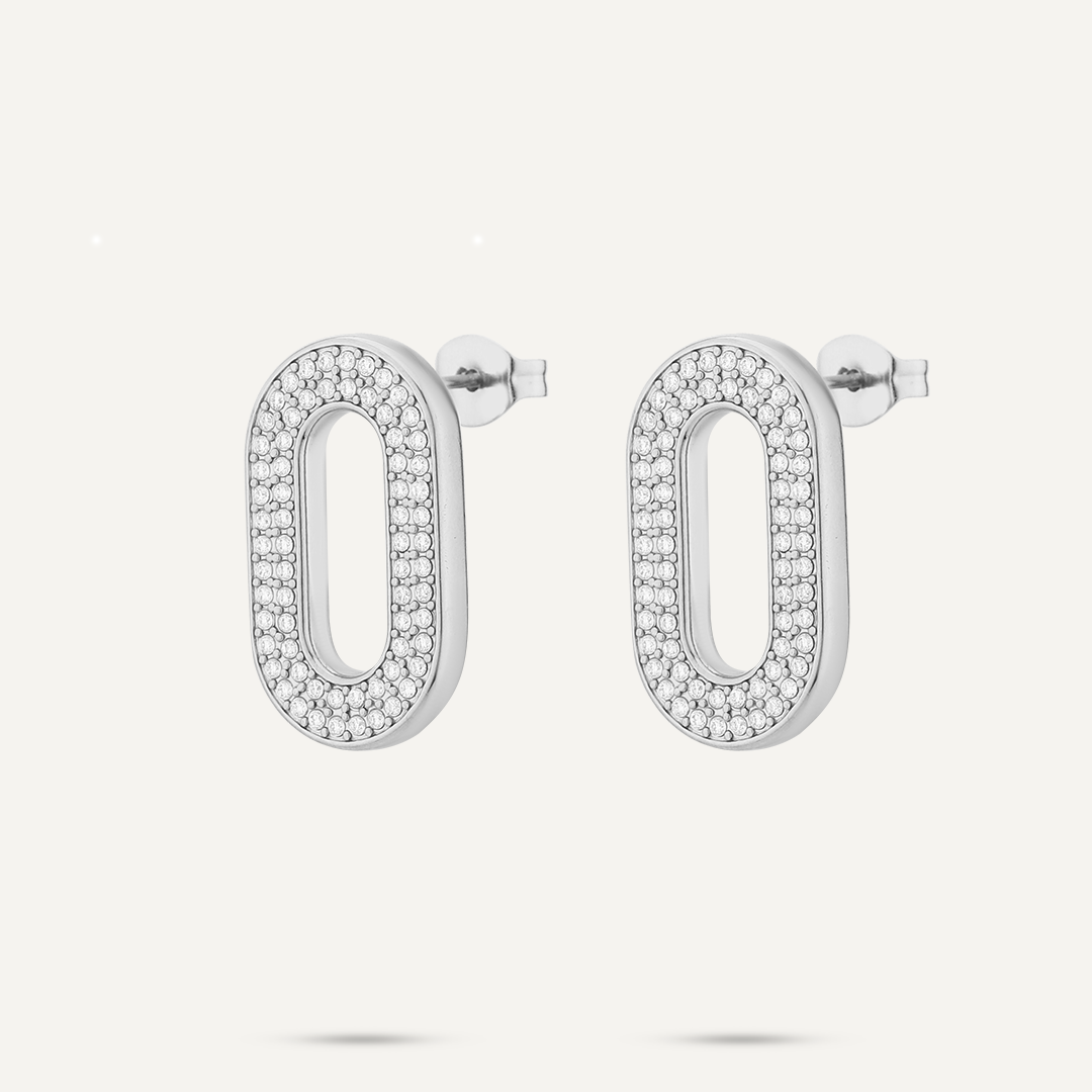 Oval Silver Earrings