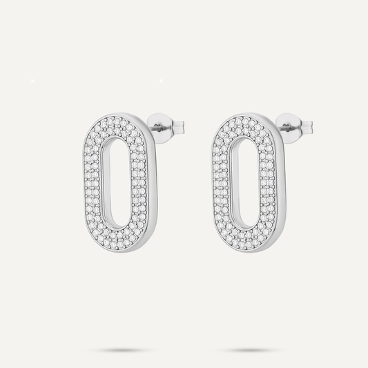 Oval Silver Earrings