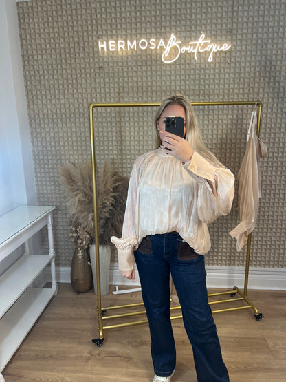Bow Back Blouse Champagne