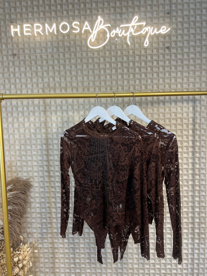 Brown Lace Bodysuit