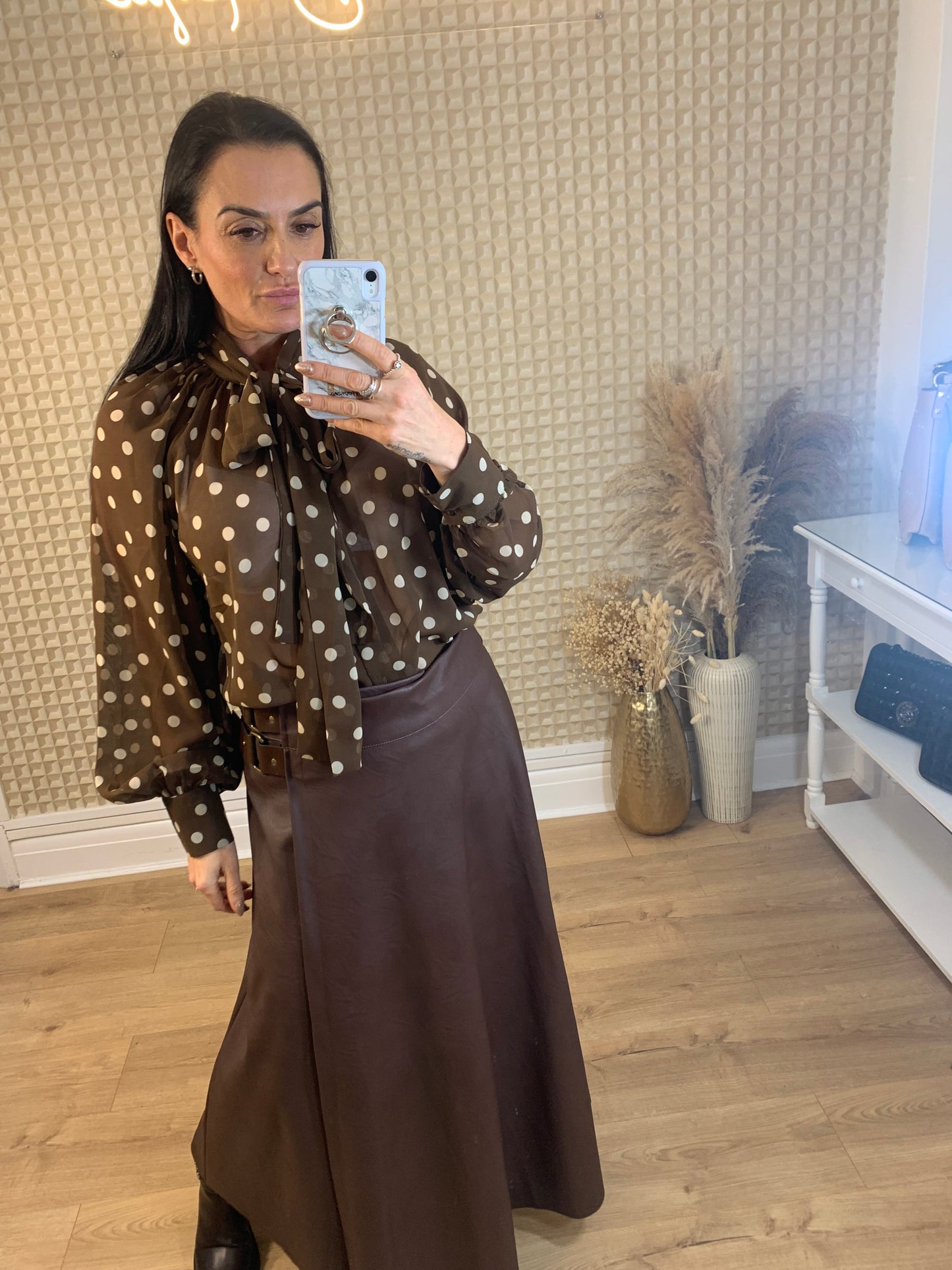 Polka Dot Blouse Brown