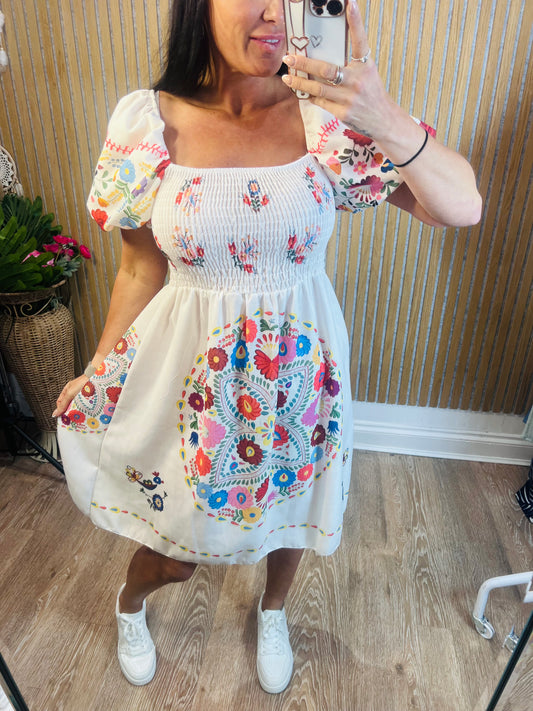 Print Puff Sleeve Dress