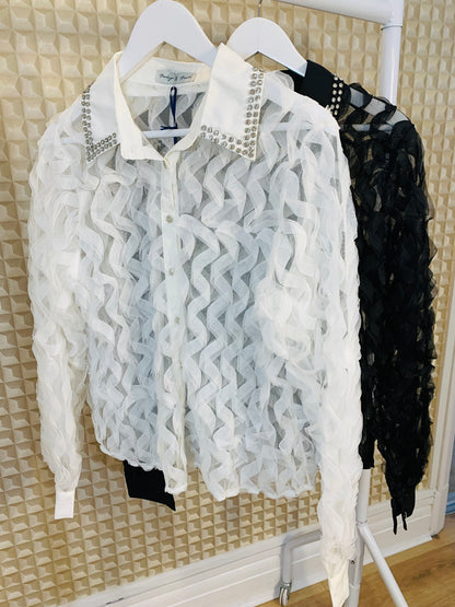 Diamanté Ruffle Blouse