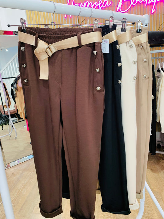 Belt & Buttons Pants