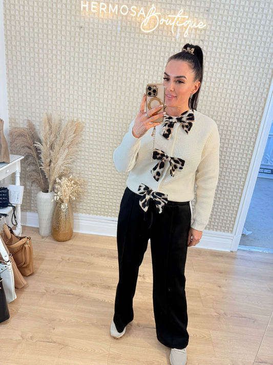 Leopard Bow Cardi