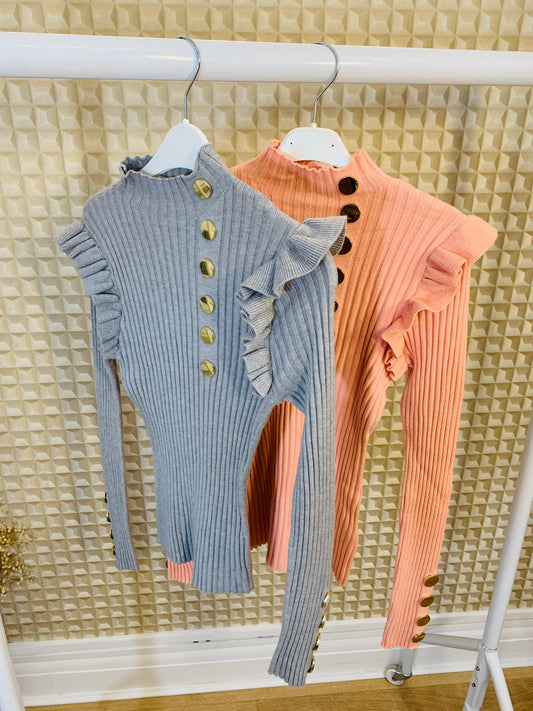 Button Sleeve Stretch Top