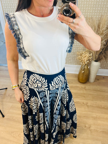 Blue Fringe Tee
