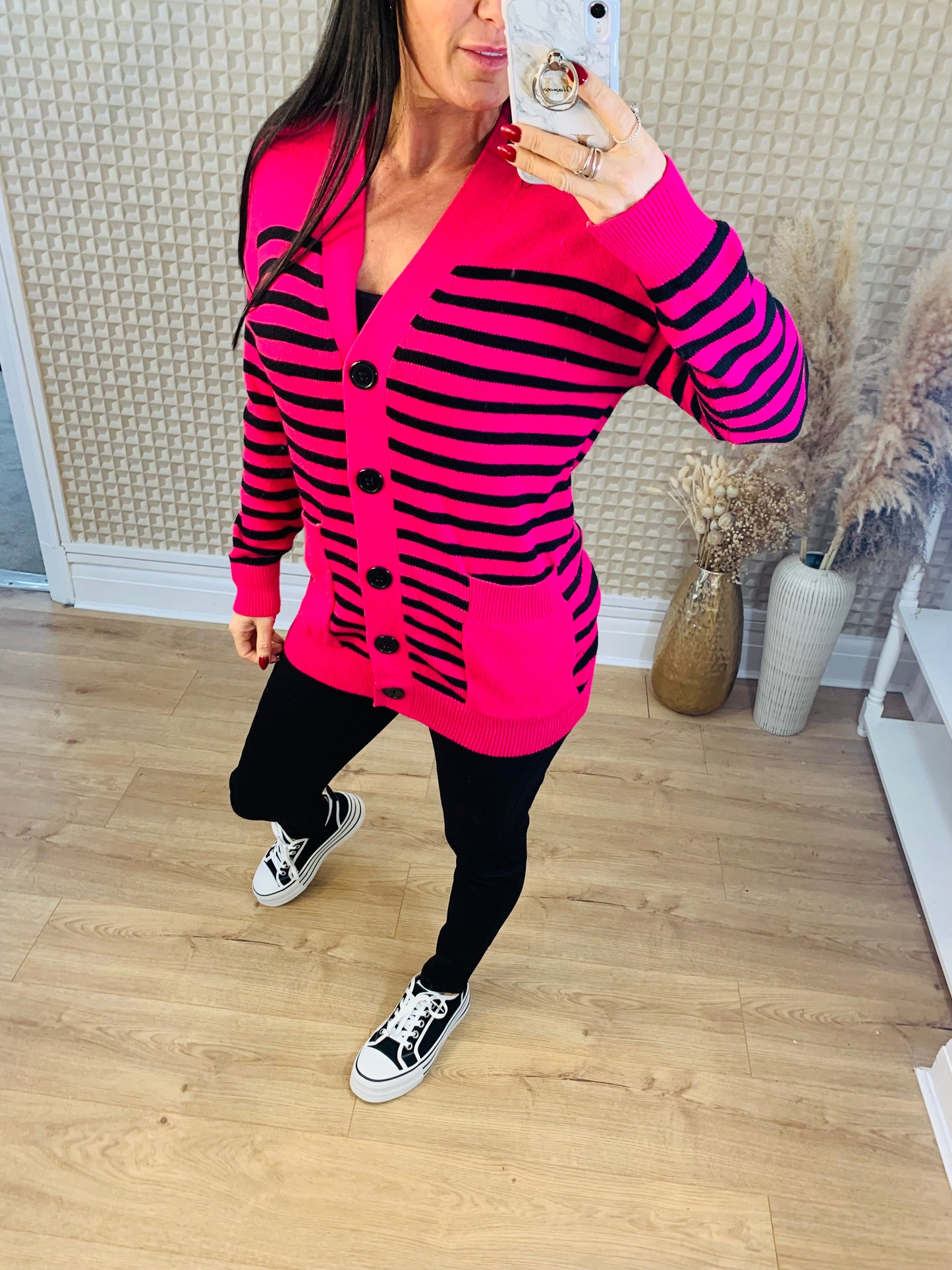V Neck Striped Cardie