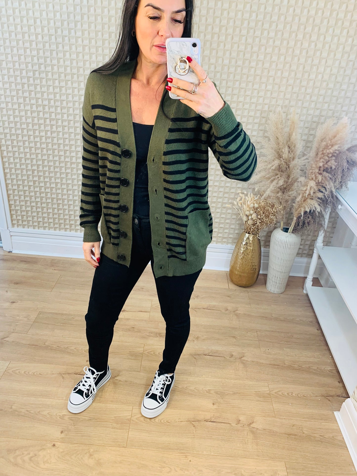 V Neck Striped Cardie