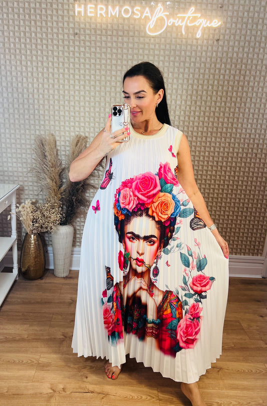 Face Pleated Dress