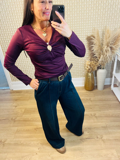 Belted Denim Look Trouser