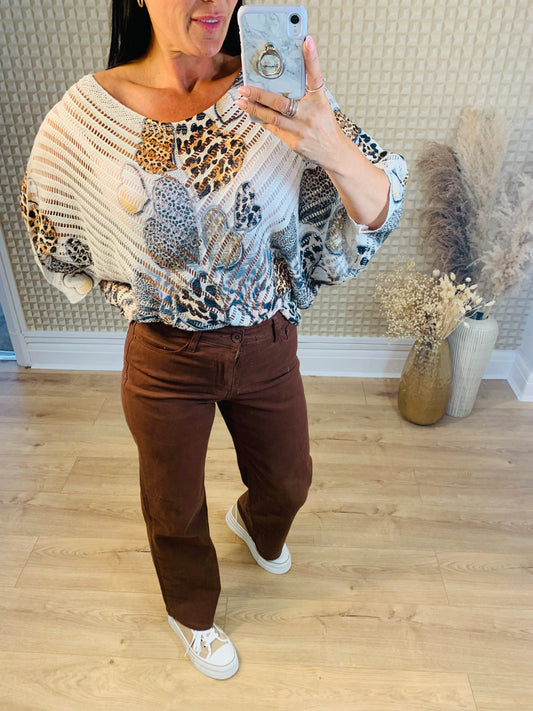 Brown Voggo Wide Leg Jeans