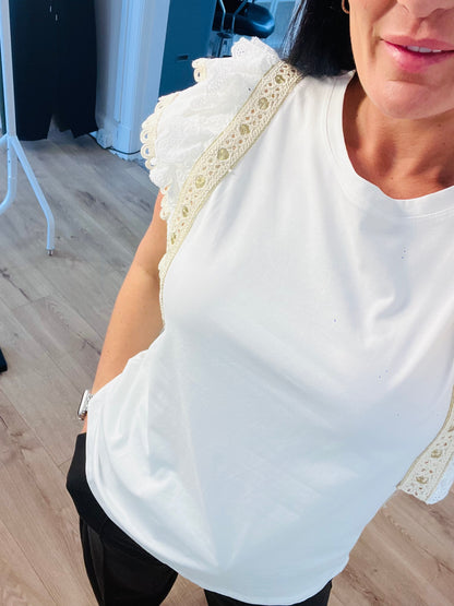 Braided White Frill Tee