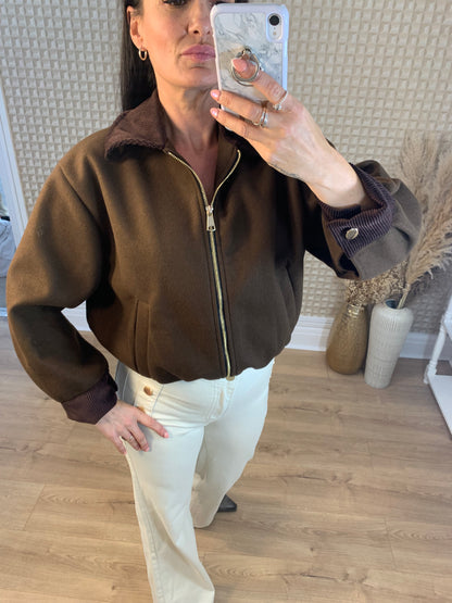 Brown Collared Bomber Jacket