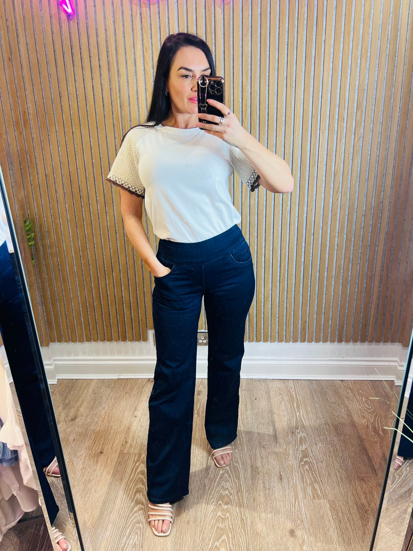 Navy Tocada Wide Leg Jeggings