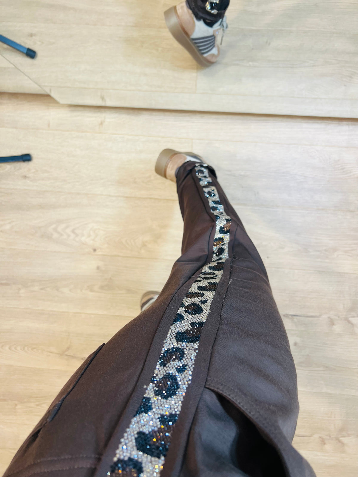 Leopard Bling Side Stripe Joggers
