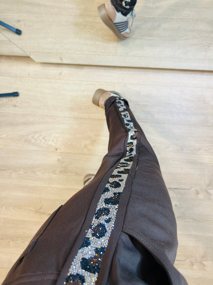 Leopard Bling Side Stripe Joggers