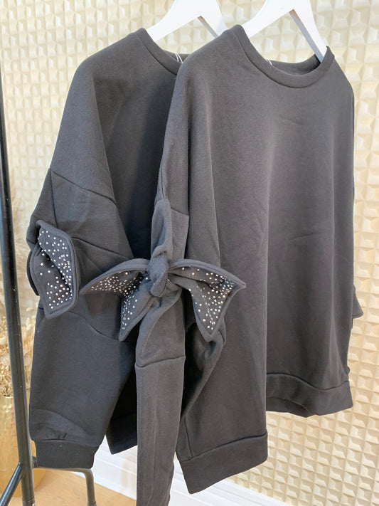 Black Bow Sleeve Sweater