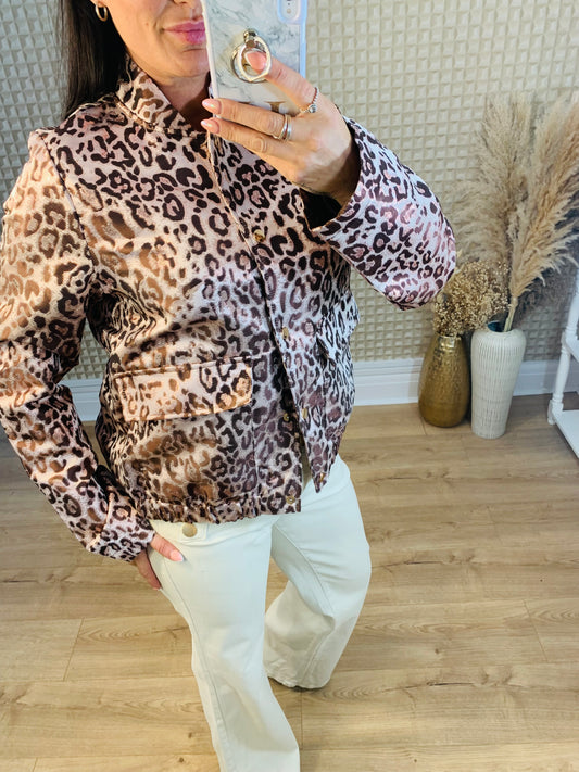 Pink Leopard Sparkle Bomber Jacket