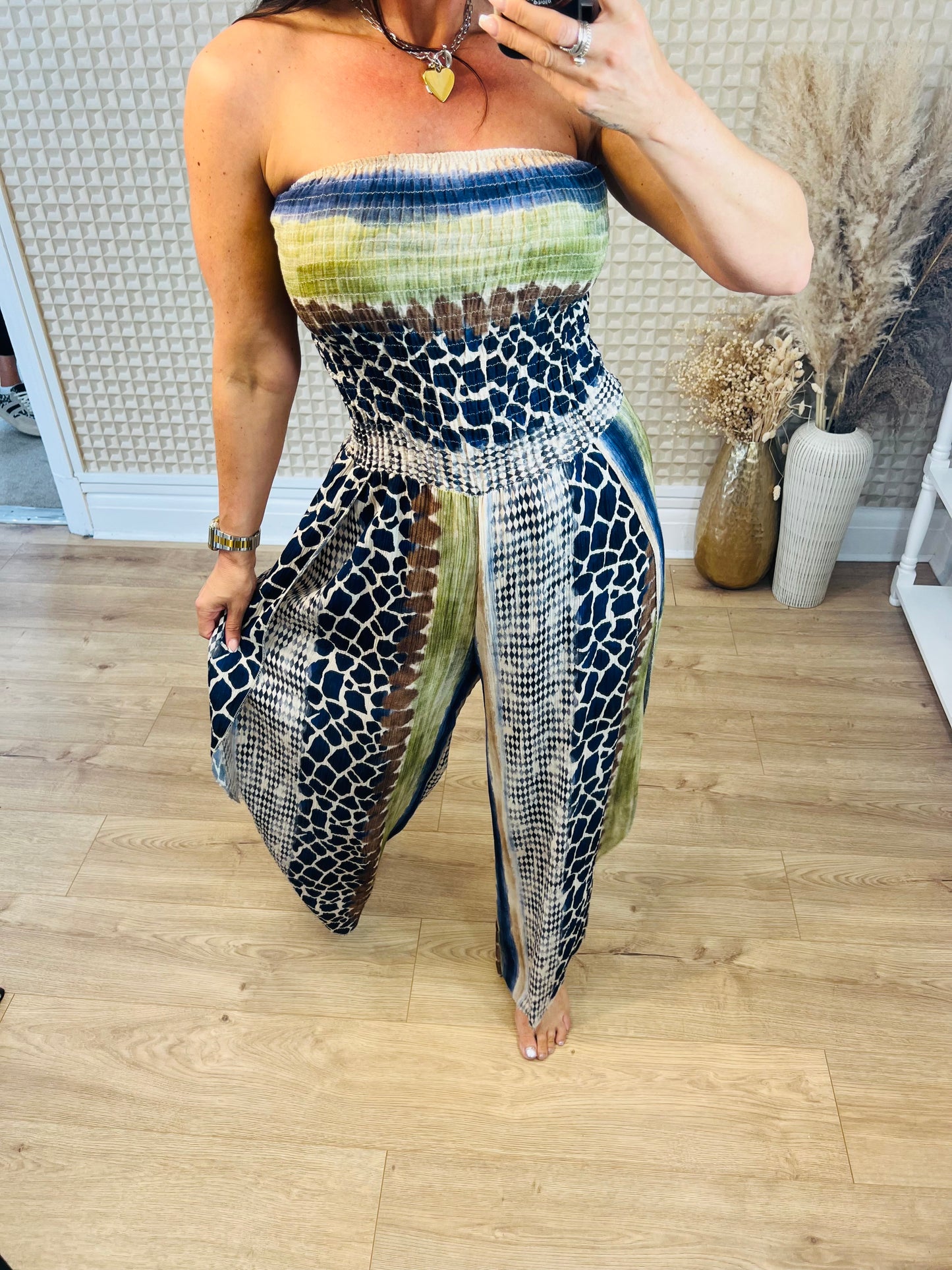 Stripe & Print Jumpsuit