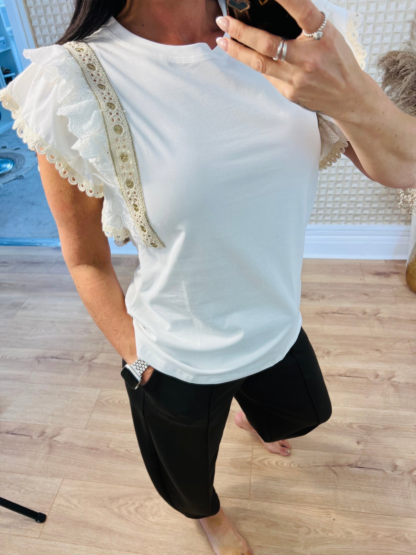 Braided White Frill Tee