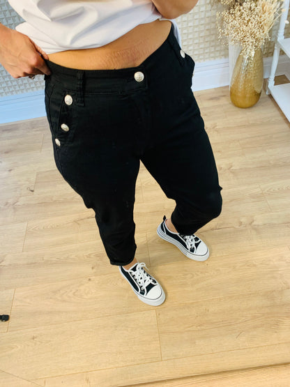 Black Voggo Button Jeans