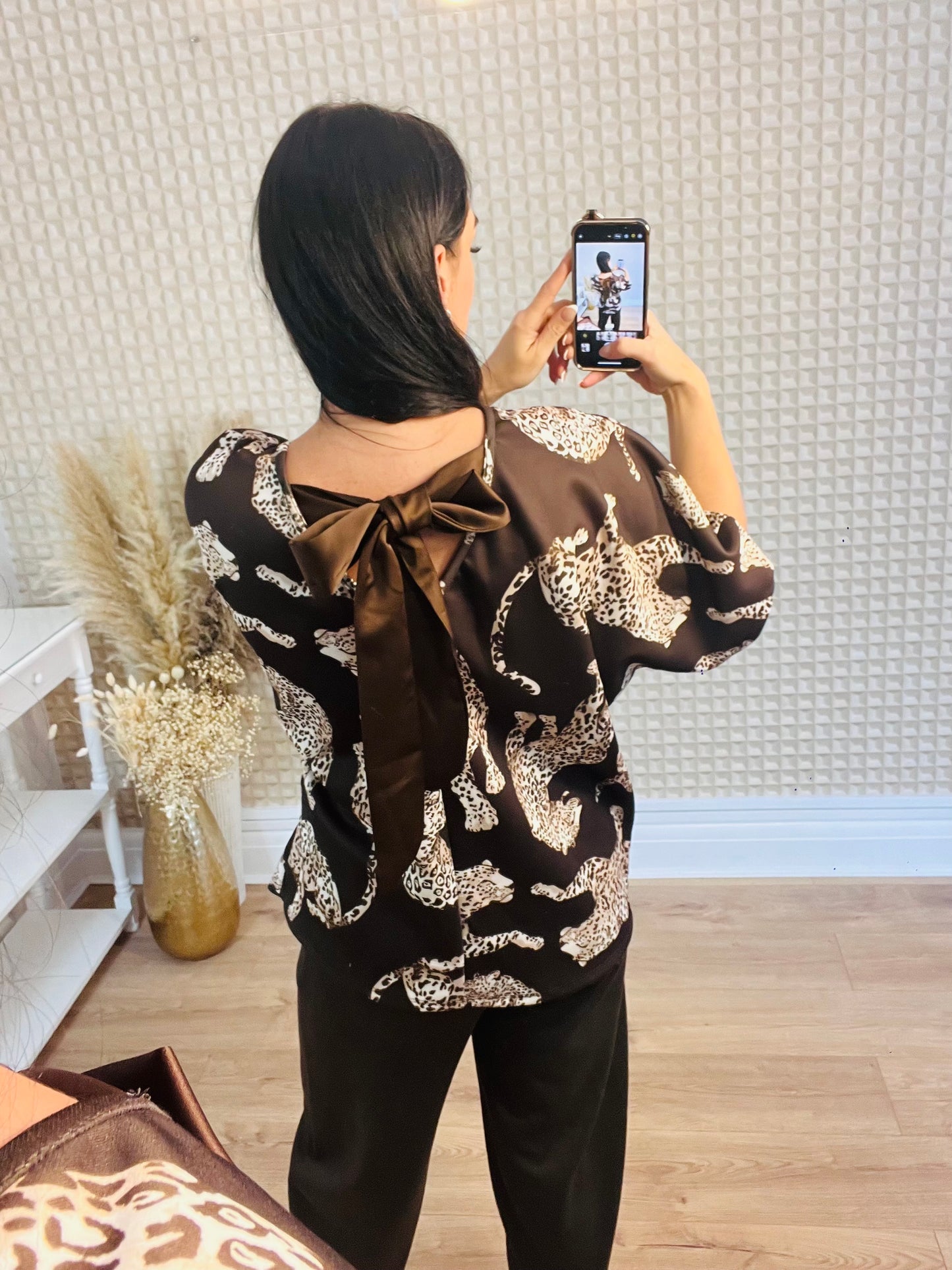 Leopard Bow Top