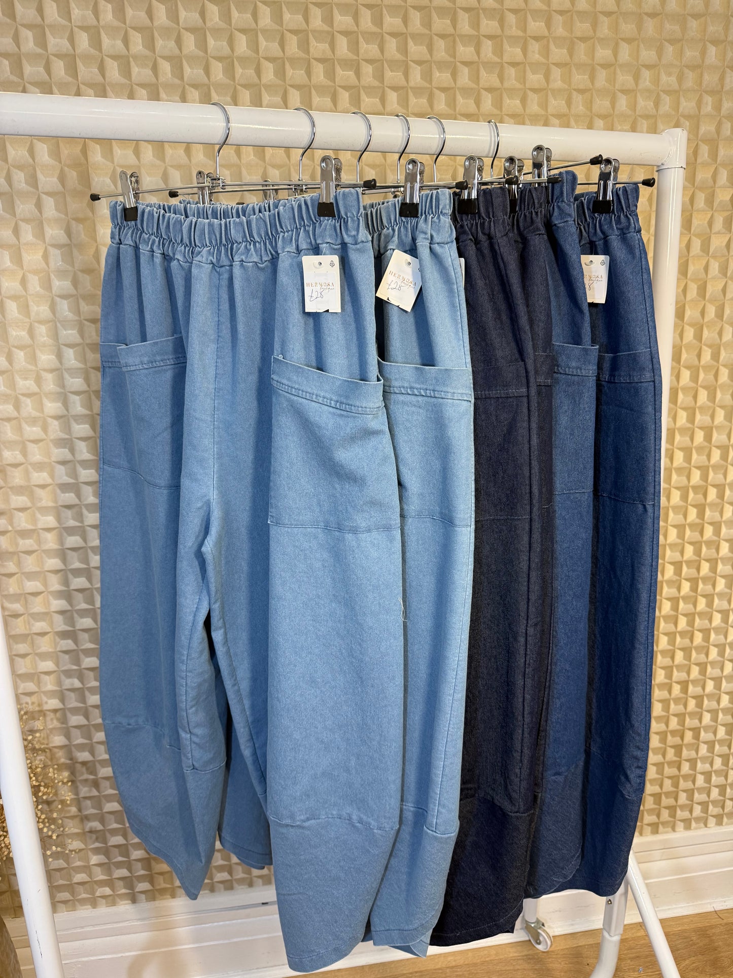 Barrel Leg Denim Trousers