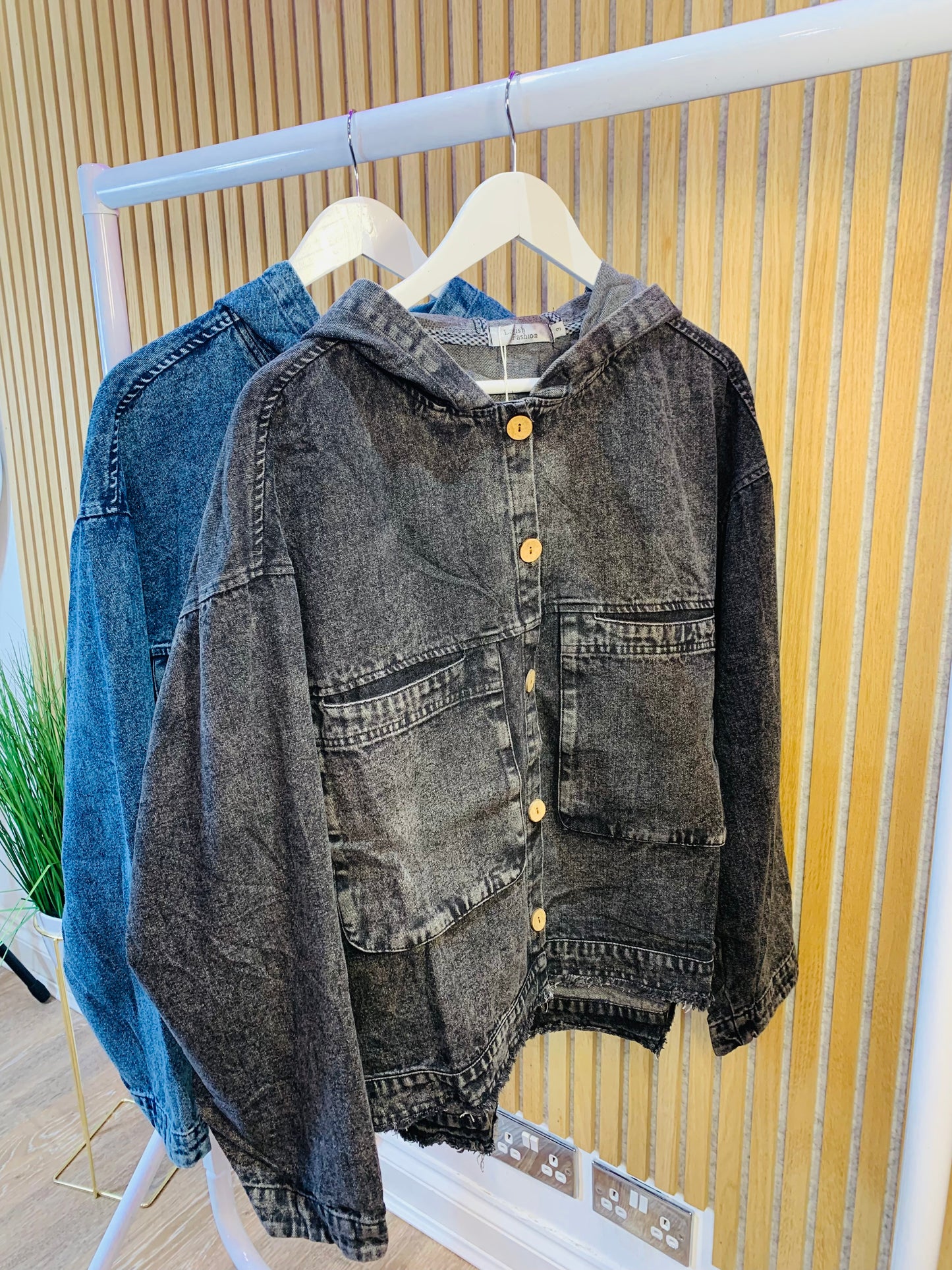 Black  Hooded Denim Jacket