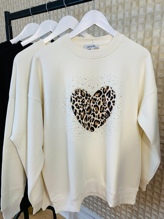 Leopard Heart Sweater
