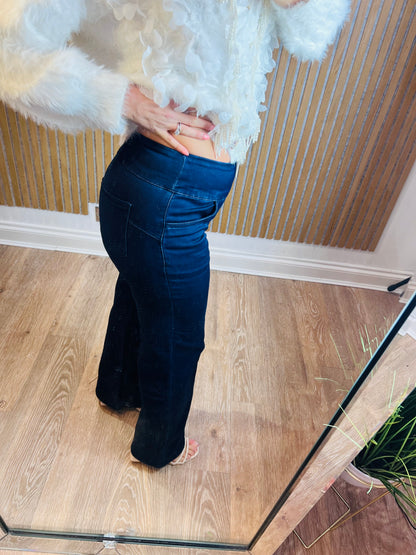 Navy Tocada Wide Leg Jeggings